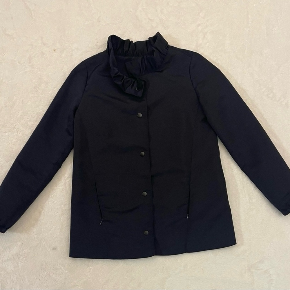 GAP Navy Blue Ruffle Collar Button Up Lightweight Jacket - Size XS